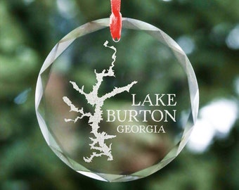 Lake Burton Christmas Ornament - Lake Burton Gift - Keepsake Ornament - Lake Burton Map - Rabun County Georgia - Crystal & Glass Ornament