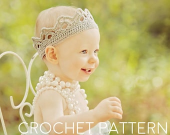 Crochet Crown Pattern - Crochet Pattern - Girl Crown - Princess Tiara - Photo Prop -Instant Download - Baby Crown - Child Crown - All Sizes