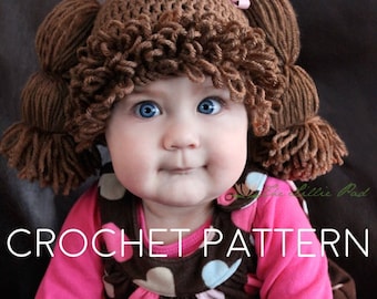 Crochet Cabbage Patch Wig Hat Pattern: Baby, Toddler, Kid, Adult (PDF Pattern)