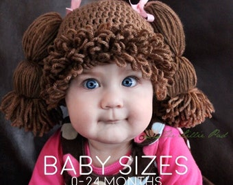 Cabbage Patch Wig Hat - Halloween Costume Hat for Baby Girl and Toddler Girl