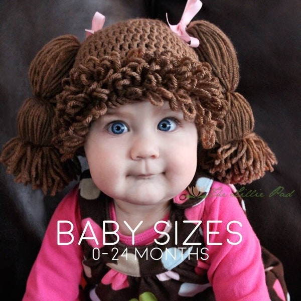 Cabbage Patch Wig Hat - Halloween Costume Hat for Baby Girl and Toddler Girl