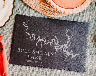 Custom Lake Map Slate Serving Board - Slate Table Mat for Cheese and Charcuterie