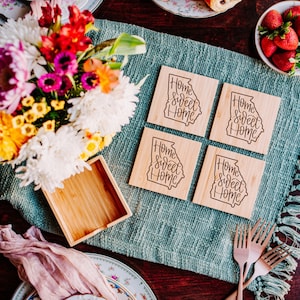 Georgia Coasters  - Georgia Gift - Georgia Decor - Georgia Home Sweet Home Coasters Gift Set with Holder