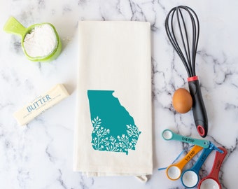 Georgia Kitchen Towel - State of Georgia Floral Dish Towel