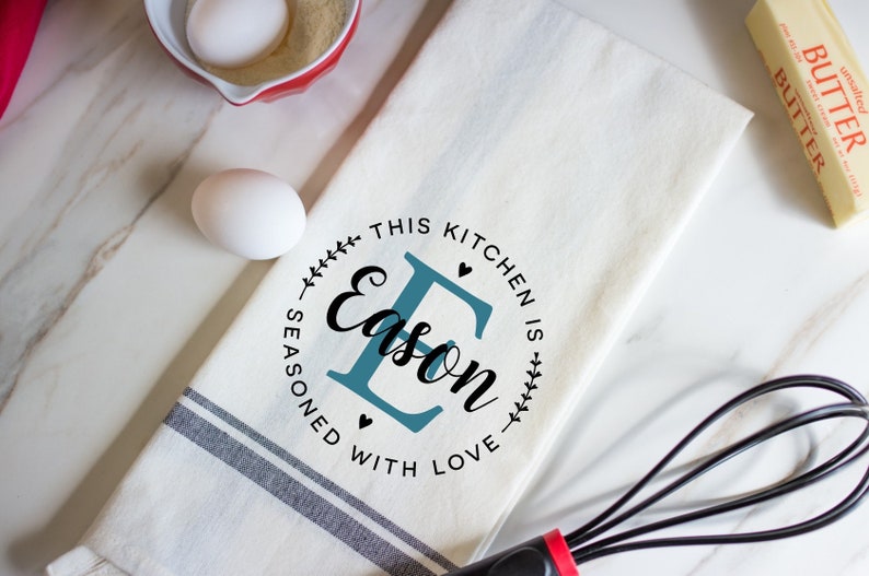 Monogram Kitchen Towel Personalized Kitchen Towels Etsy
