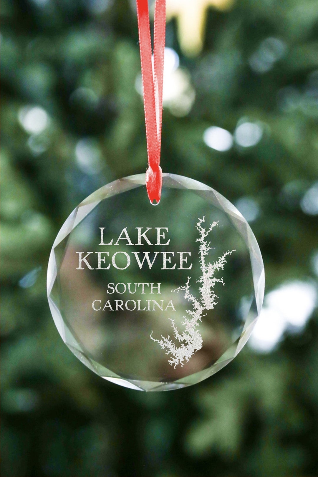 Lake Keowee Christmas Ornament Lake Keowee Gift Crystal & Glass