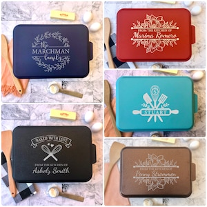 Here is a photo collage of different designs on various pan lid colors.