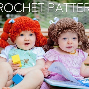 Crochet Cabbage Patch Wig Hat Pattern: All Sizes (PDF File)