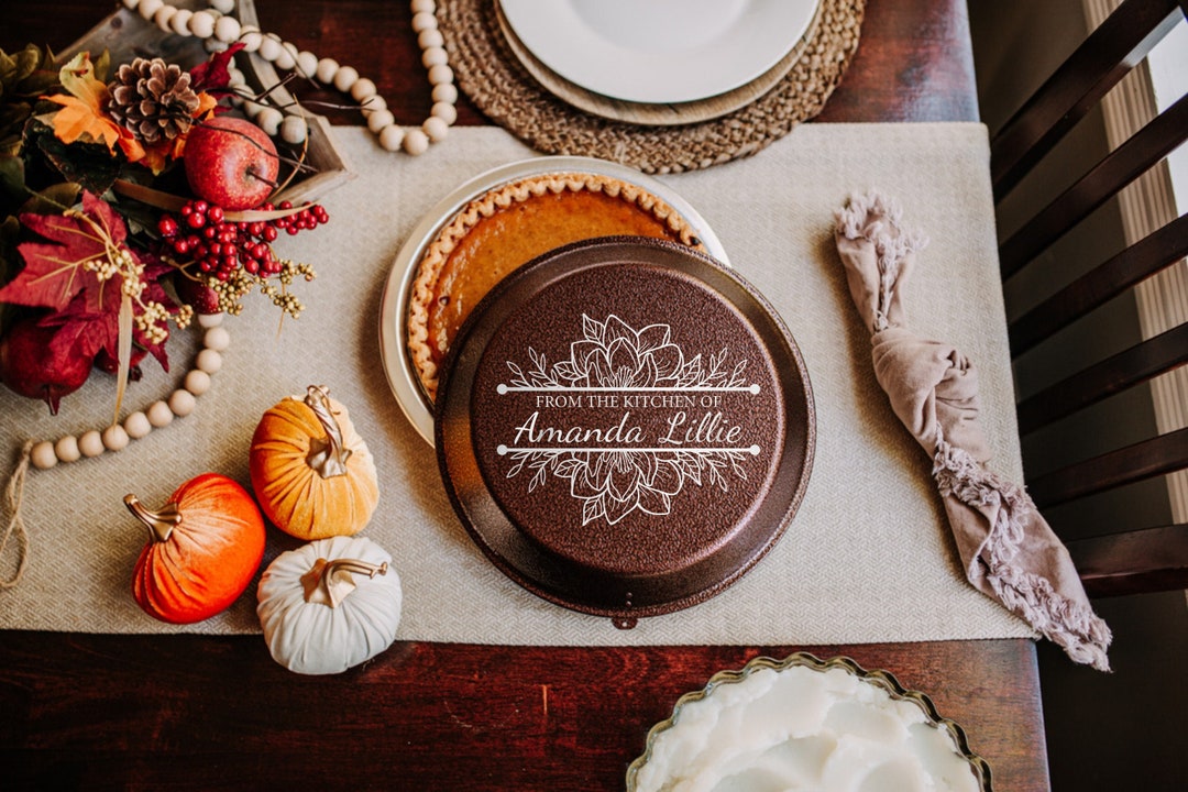 Personalized Pie Pan With Lid Engraved Pie Plate Custom Pie Dish Custom