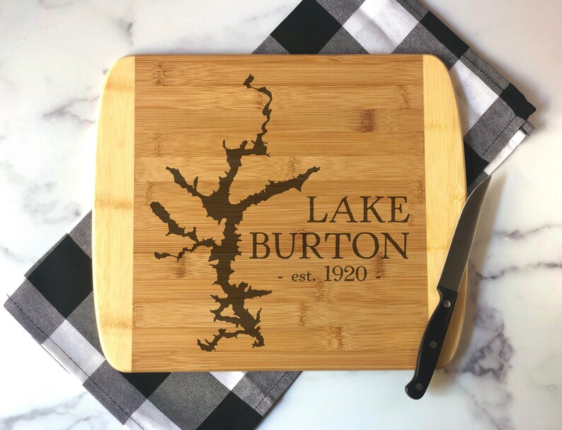 Lake Burton Cutting Board Lake Burton Georgia Bamboo Cutting Board Charcuterie Board image 1