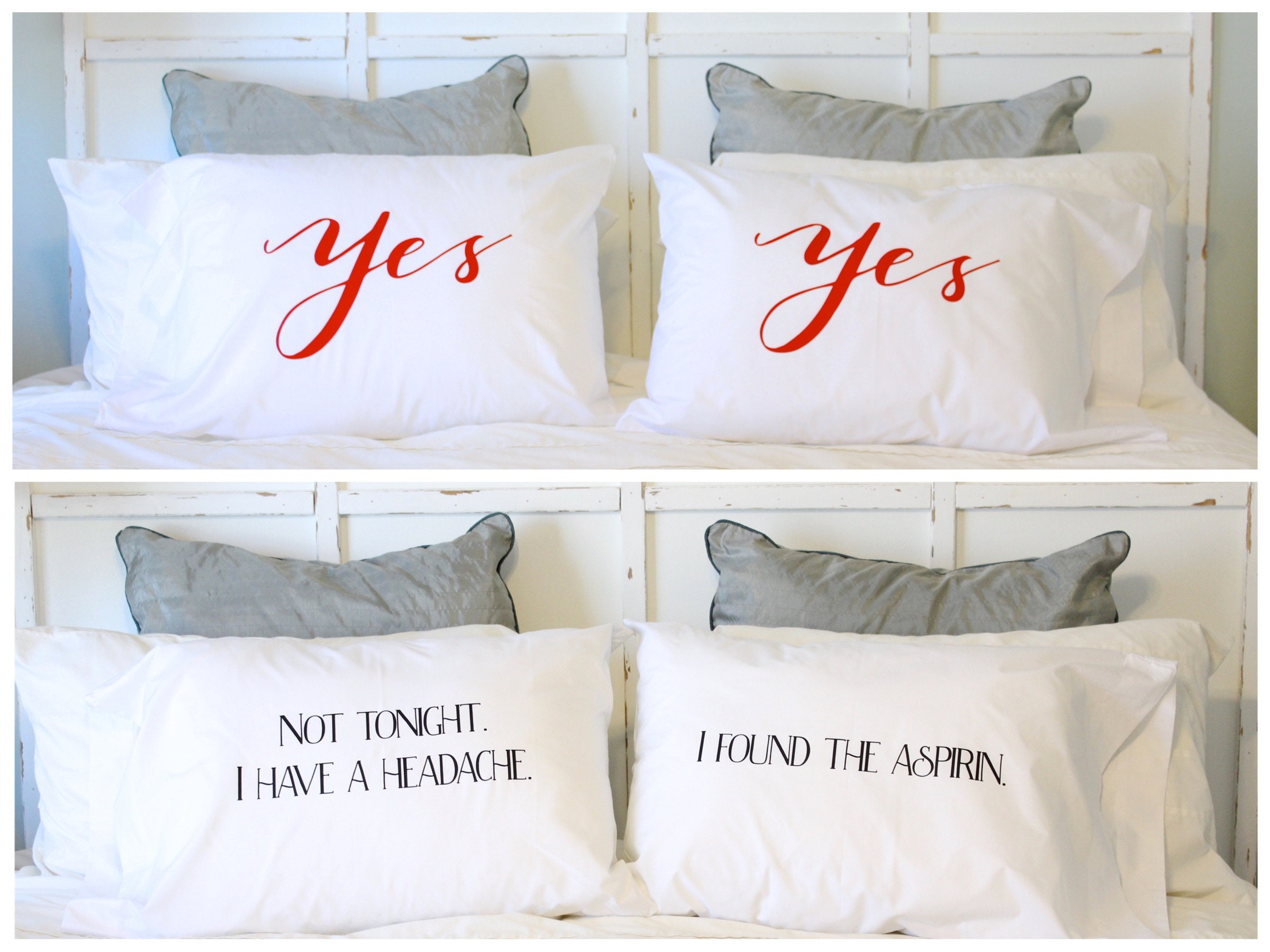 Newlywed Pillowcases Yes No Pillow Case Not Tonight Pillow Etsy