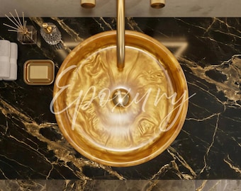 Handgefertigte Gold Wave Badezimmer Arbeitsplatte Waschbecken