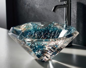 Handgefertigtes Diamant-inspiriertes Epoxid Aufsatzwaschbecken - Modernes & luxuriöses Badezimmerdesign