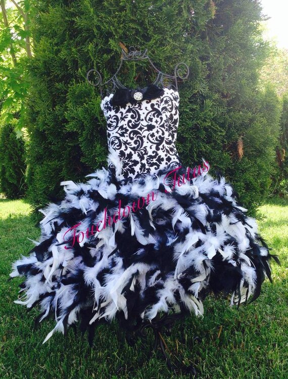 black and white feather dress