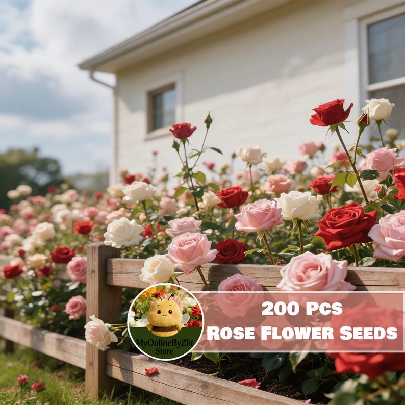 200 Mixed Color Rose Flower Seeds | Fragrant Bush Varieties for Home Garden Beginners image 1