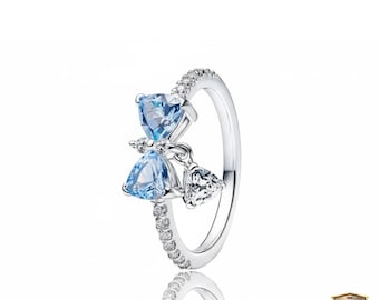 Bridgerton Inspired Blue Heart Ring – 925 Sterling Silver