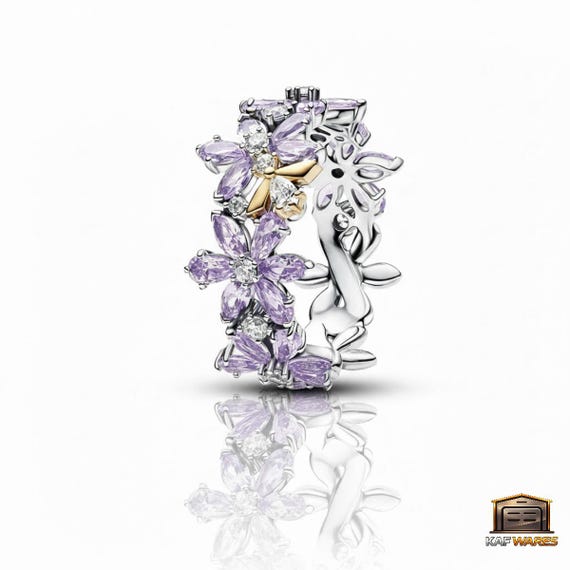 Bridgerton Inspired Purple Floral Ring – 925 Sterling Silver