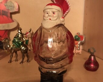 Vintage JH Millstein Glass Santa Claus Bottle with Celluloid head