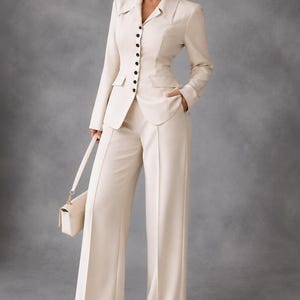 Cream Pantsuit - Etsy Cream Pantsuit - Etsy
