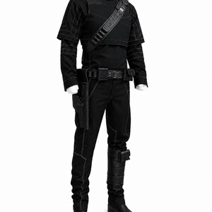 Mandalorian Din Djarin-cosplaykostuum met riem | Star Wars Bounty Hunter-vluchtpak | Beskar-outfit Black