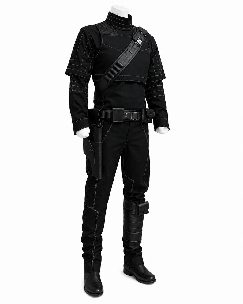 Mandalorian Din Djarin-cosplaykostuum met riem | Star Wars Bounty Hunter-vluchtpak | Beskar-outfit Black