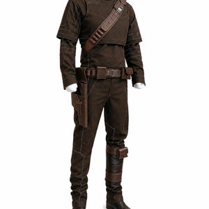 Mandalorian Din Djarin-cosplaykostuum met riem | Star Wars Bounty Hunter-vluchtpak | Beskar-outfit Brown