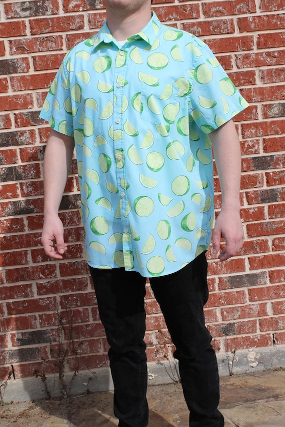 Cheerful Lime Pattern Button Down - image 3