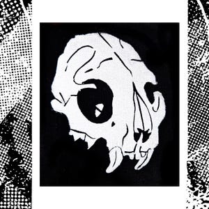Cat Skull Patch, Linocut Oddities Punk Patch
