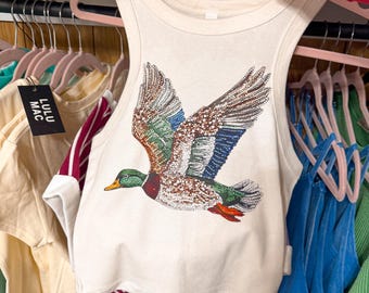 Bedazzled Duck Tank Top, Duck Crop Tank