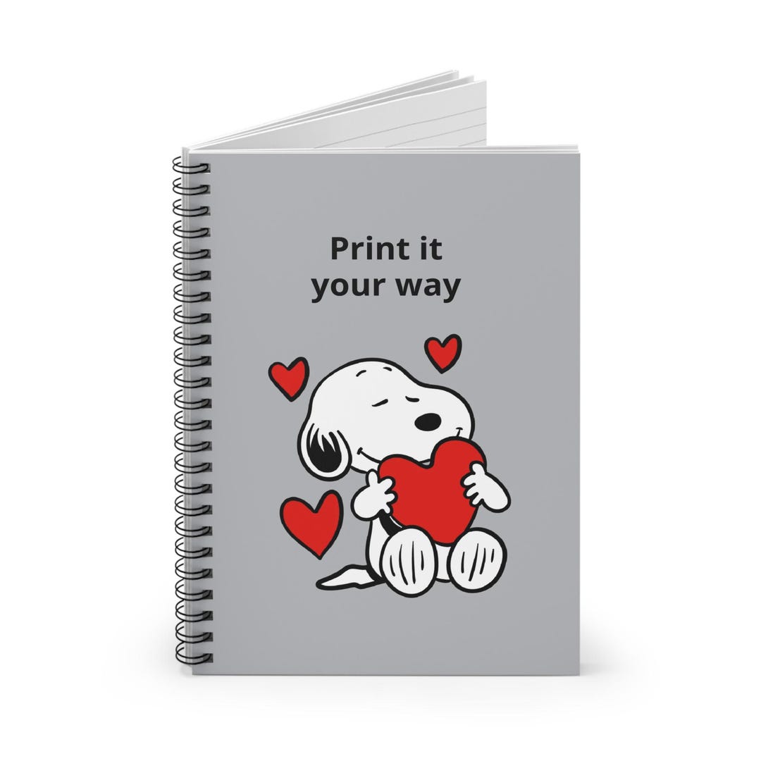 Snoopy Hugging Heart Spiral Notebook | Ruled Lined Journal **custom ...