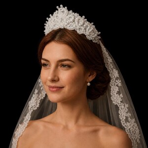 Vintage White Beaded Tiara - Etsy display picture 1