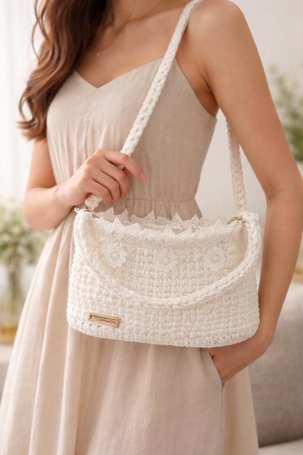 Borsa A Tracolla Donna Bianca In PU E Nylon - Moda Semplice Ed Elegante - 2