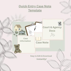 Modello di nota di caso a inserimento rapido / Modificabile e stampabile