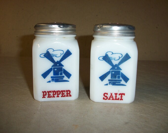 Vintage Windmill Salt & Pepper Shakers. Milk Glass Etsy