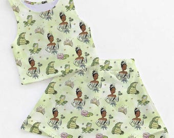 Disney Tiana Outfit, Activewear Set, Child Disney Shirt, Athletic Set, Disney Athletic Set, Athletic Fabric