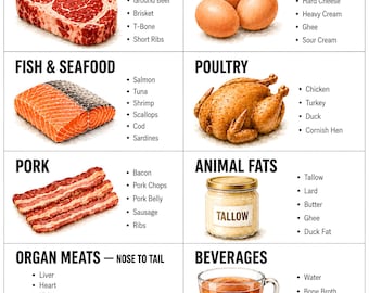 Carnivore Diet Food List Printable | Zero Carb Allowed Foods Chart (PDF)