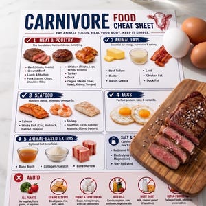 Carnivore Diet Food Cheat Sheet, Animal-Based Foods List, Printable PDF image 3