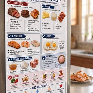 Carnivore Diet Food Cheat Sheet, Animal-Based Foods List, Printable PDF image 2