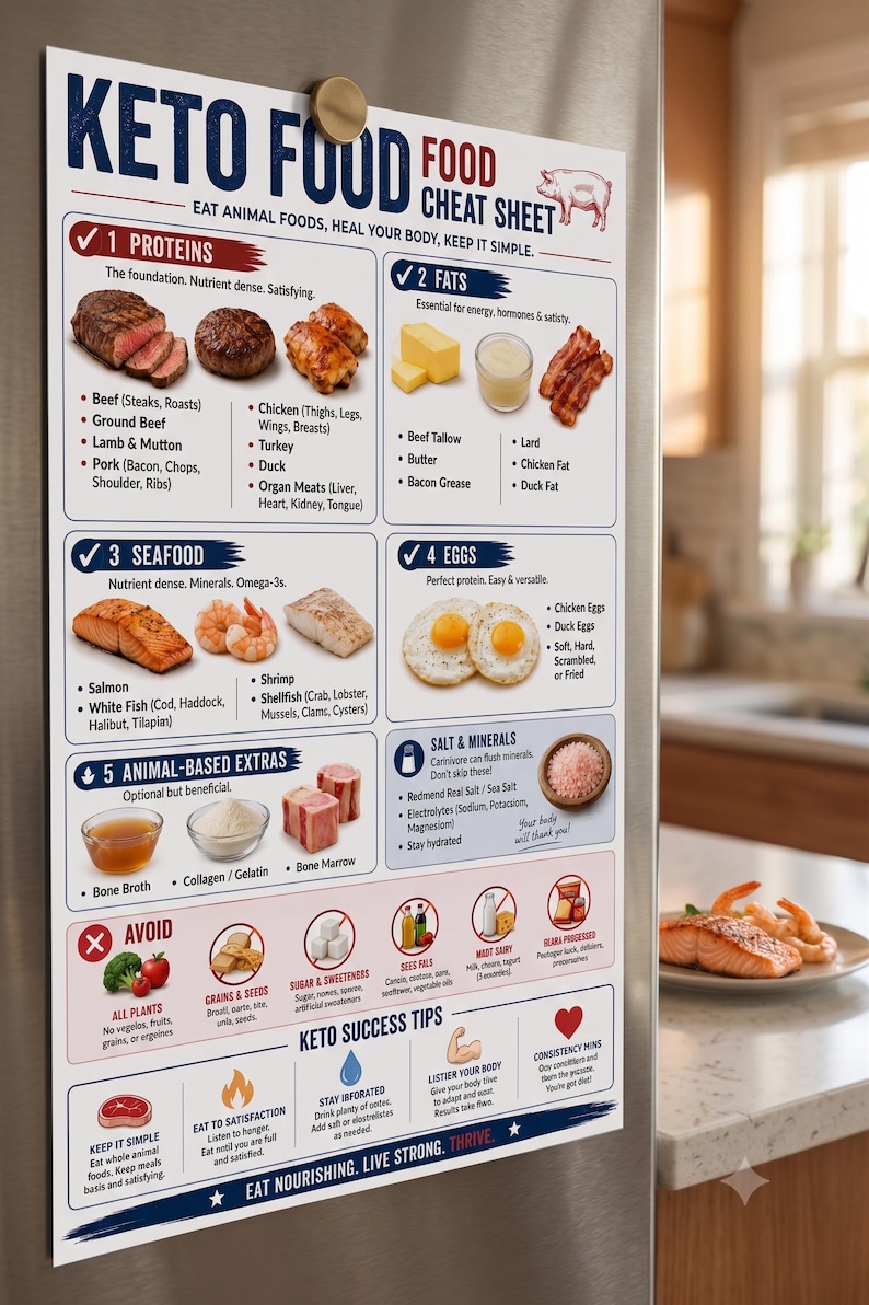 Carnivore Diet Food Cheat Sheet, Animal-Based Foods List, Printable PDF image 2