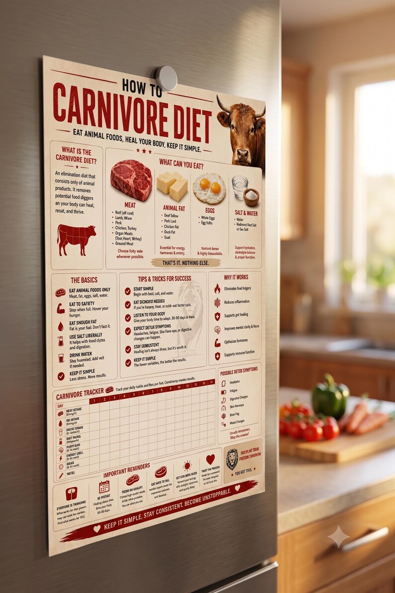 Carnivore Diet Guide & 14-Day Tracker | Animal Foods Starter Poster (PDF) image 3