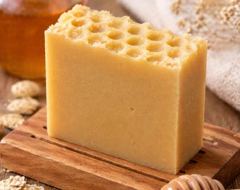 Jabón vegano de leche y miel / Pastilla natural sin perfume para piel sensible