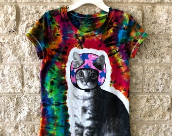 Tie Dye, Cat Wearing a Helmet, Child X-Small