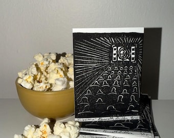 ACEO Original Linocut Print "Cinema" by Kenneth Dillon (Limited Edition of 15)