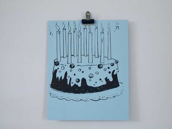 Gateau D Anniversaire Bleu Vintage Avec Bougies Francais Etsy