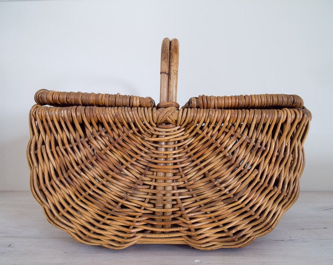 Vintage Large Wicker Picnic Basket Etsy
