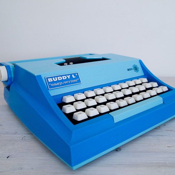 electric blue vintage buddy l easy-writer 200 japanese children's typewriter