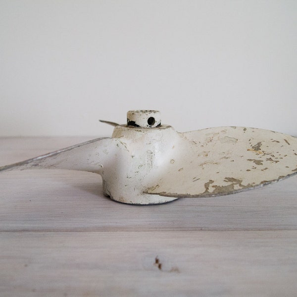 reserved for georgia - vintage industrial white chippy boat propeller