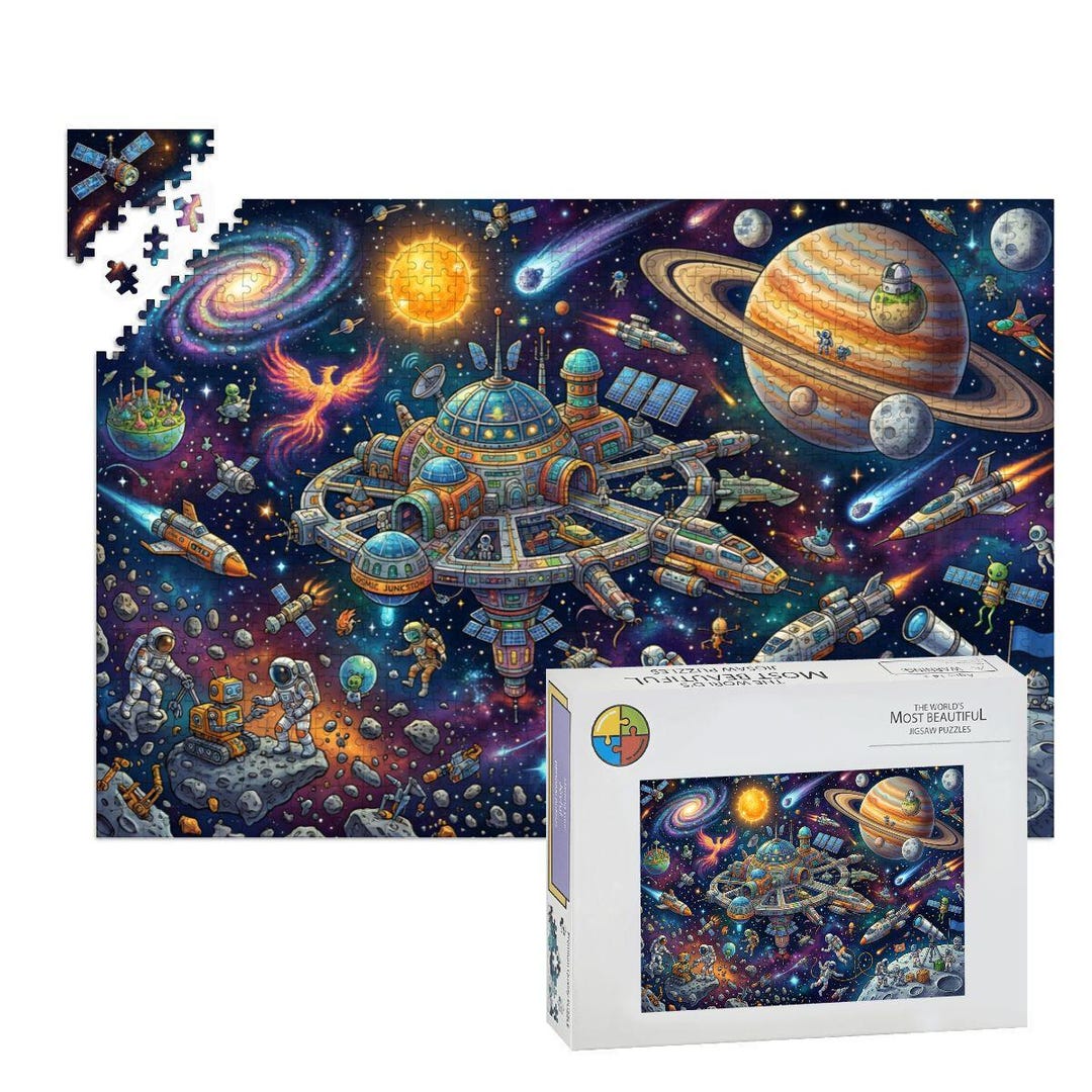 Outer Space Jigsaw Puzzle | Galaxy, Space Station, Astronauts | Oak ...