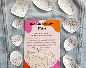 Outer Space Stick & Stitch Embroidery Pattern, Stencil, Galaxy