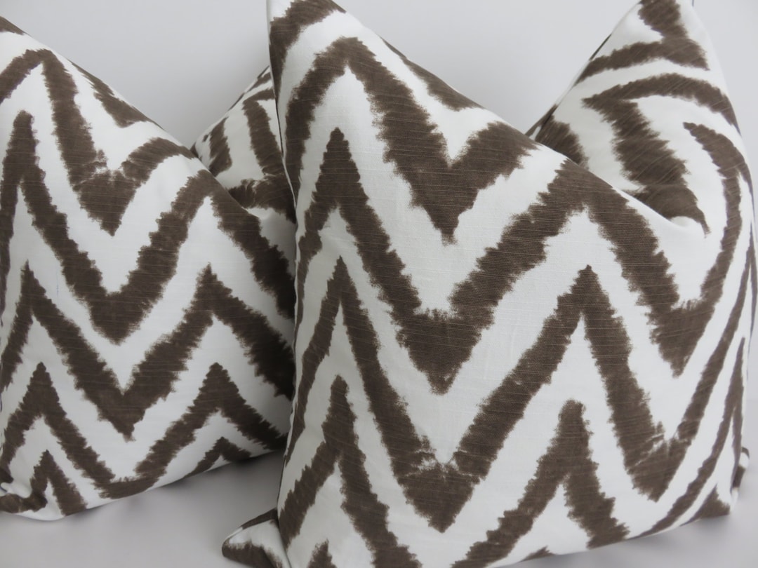 Brown White Zig Zag Pillow Covers Pillow Covers Decorative Pillows
